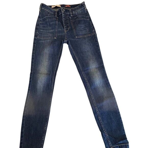 Anthropologie Pilcro High Rise Skinny Jeans Dark Wash EUC Sz 26 Boho Chic Vibes - Picture 1 of 9